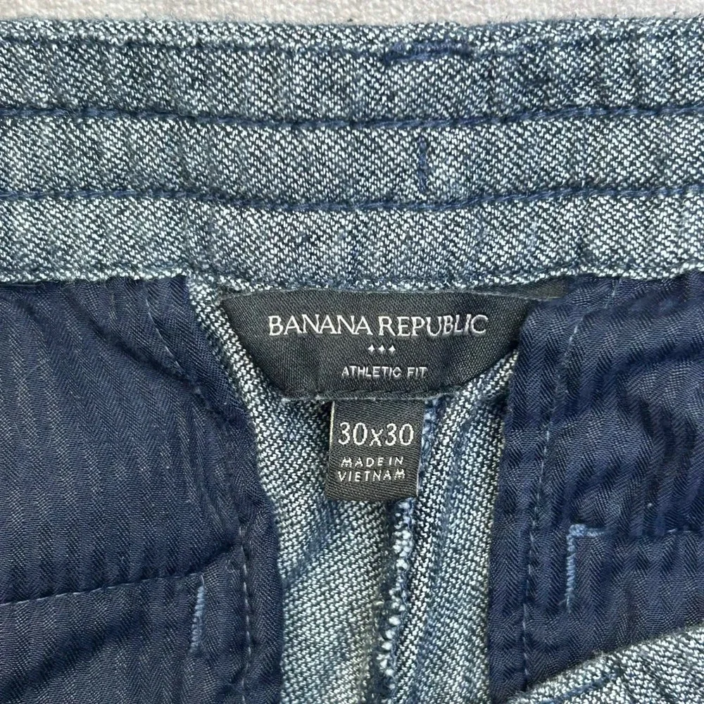 Banana Republic Athletic Fit Gray Linen Cotton Blend Pants Mens 30x30 Tapered